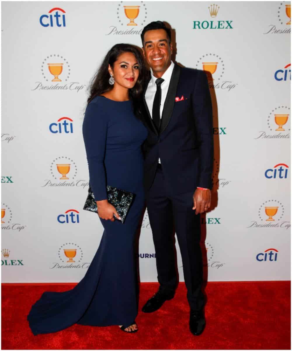 Tony Finau and wife Alayna)