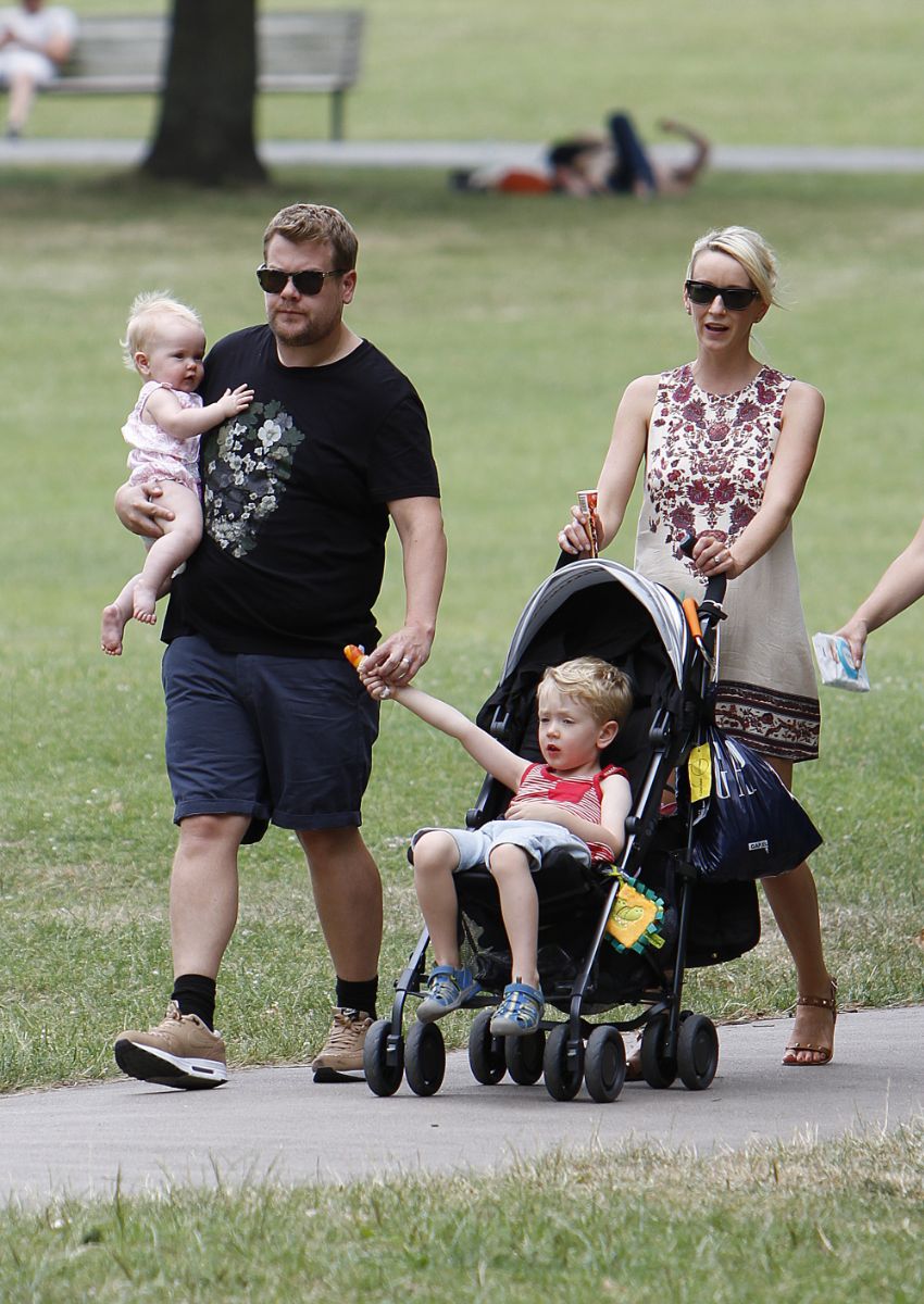 James Corden with wife and children